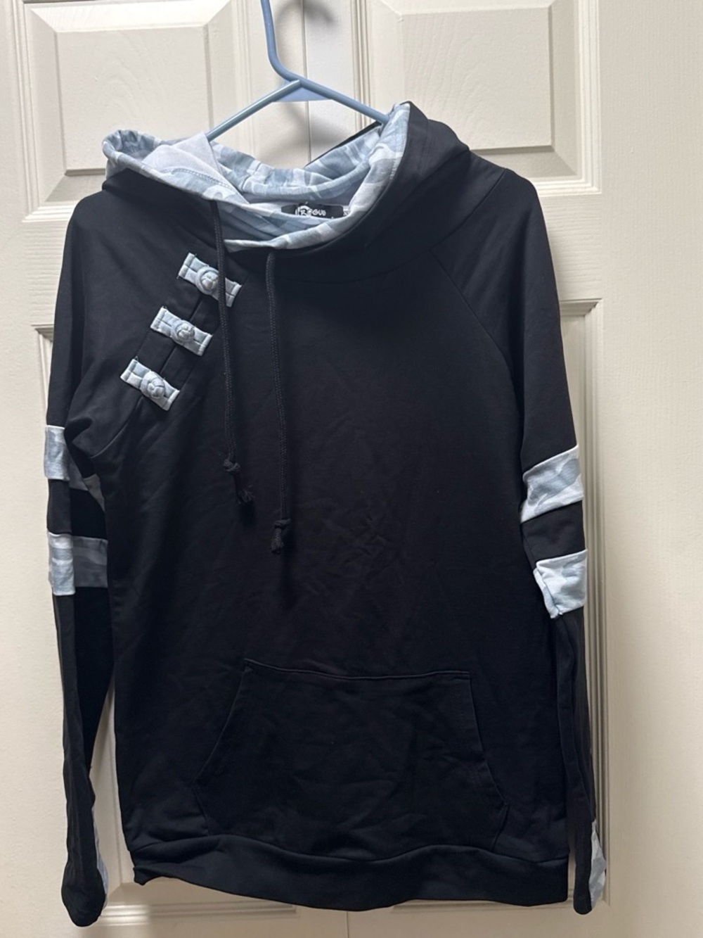 Rogue Black Crewneck Hoodie with Light Gray Accents